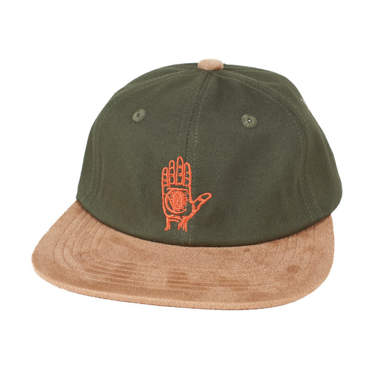 Theories Hand of Theories Twill/Suede Snapback Hat (Moss/Brown)