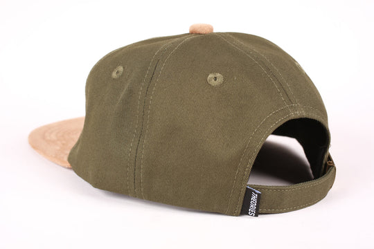 Theories Hand of Theories Twill/Suede Snapback Hat (Moss/Brown)