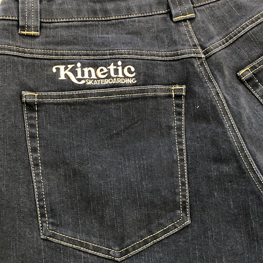 Kinetic Embroidered Baggy Denim Pants (Black/Gold Stitch)