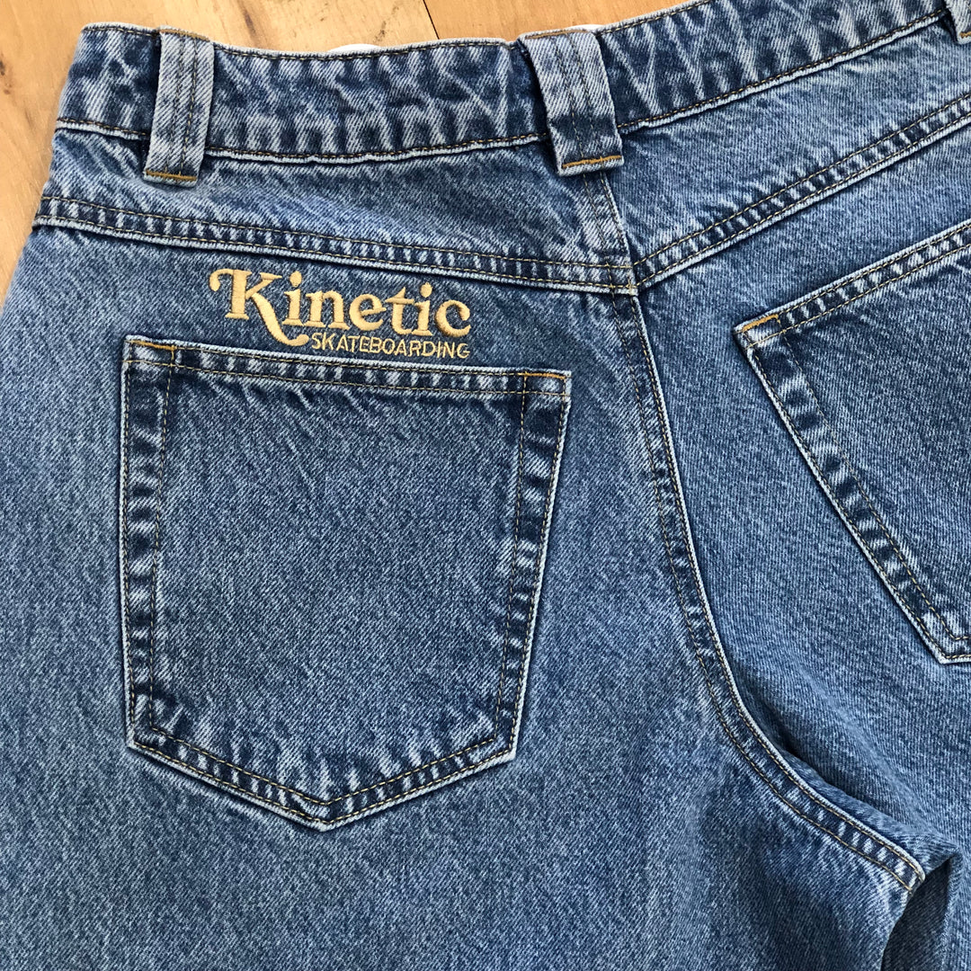 Kinetic Embroidered Baggy Denim Pants (Blue)