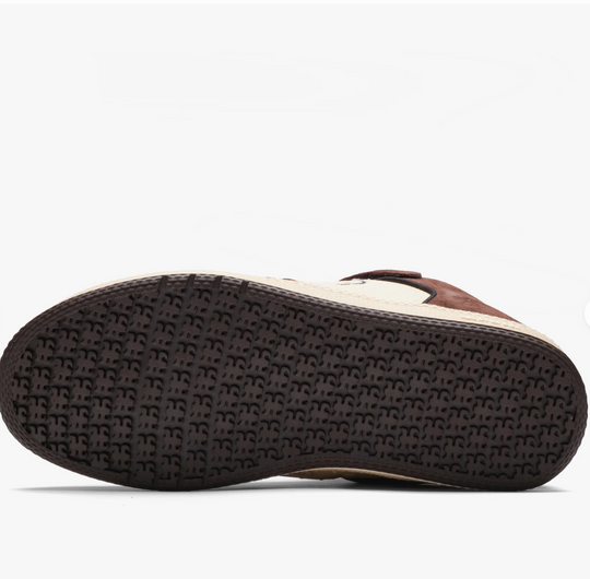 Brown and white shoe sole on a white background