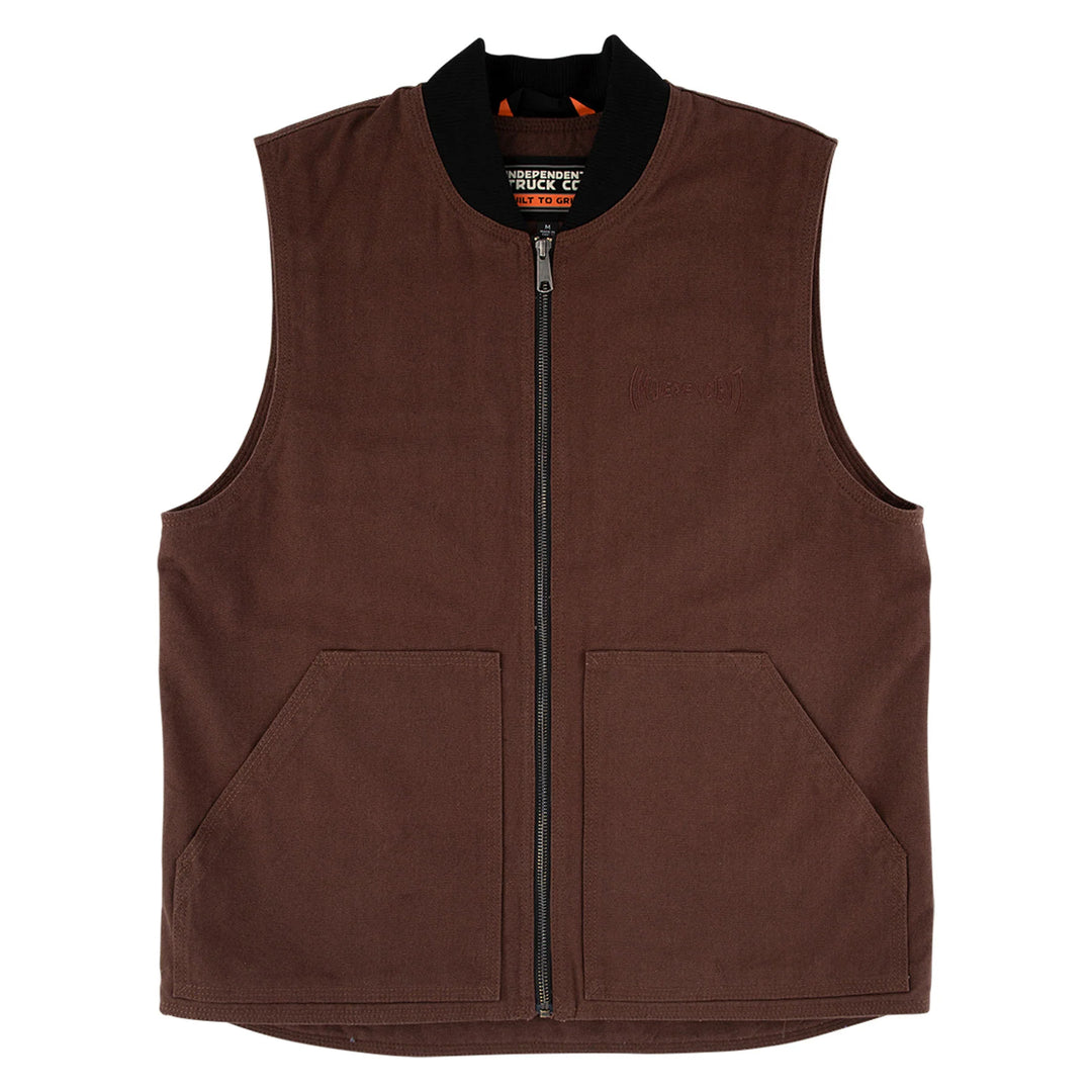 Brown independent vest with a zipper 