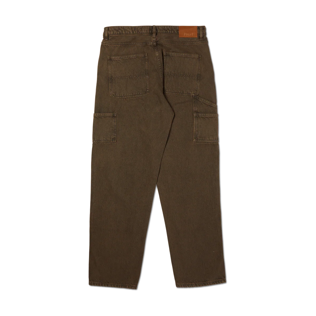 Brown pants shown from the back on a white background
