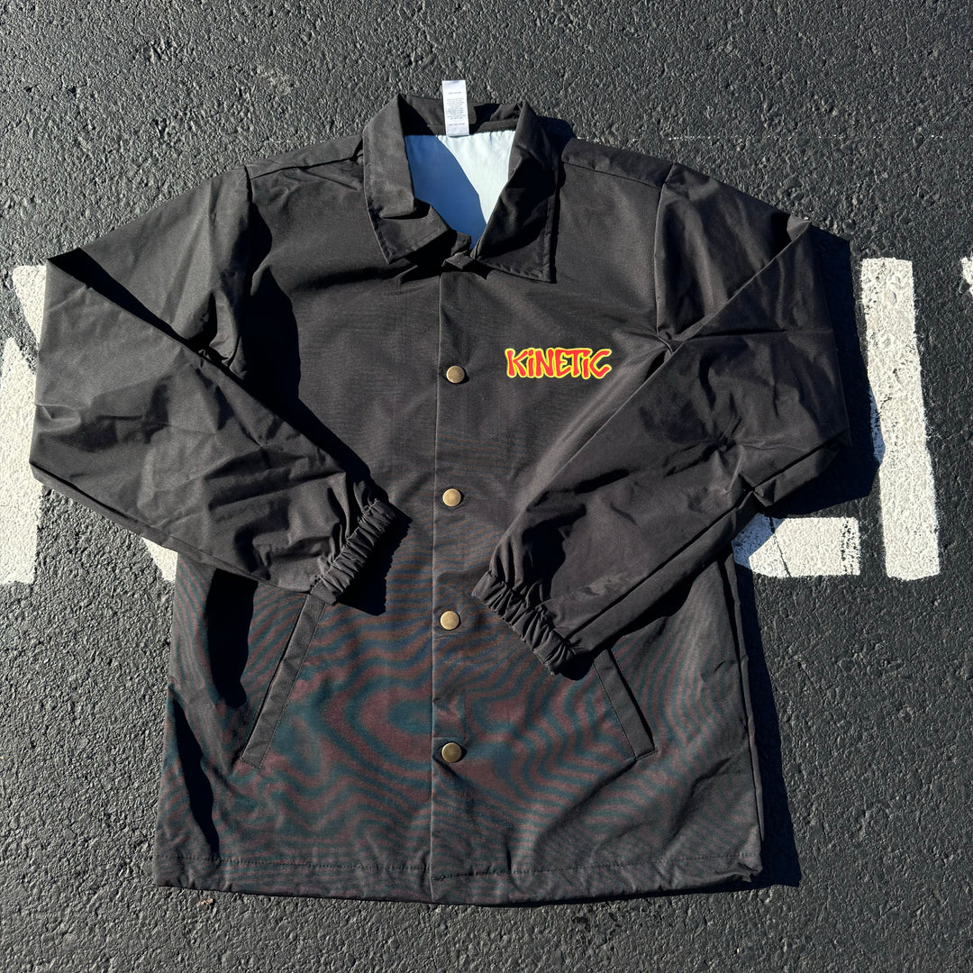 front button up coaches jacket with kinetic logo