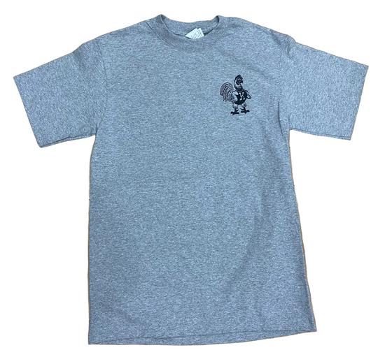 grey tee front start today logo