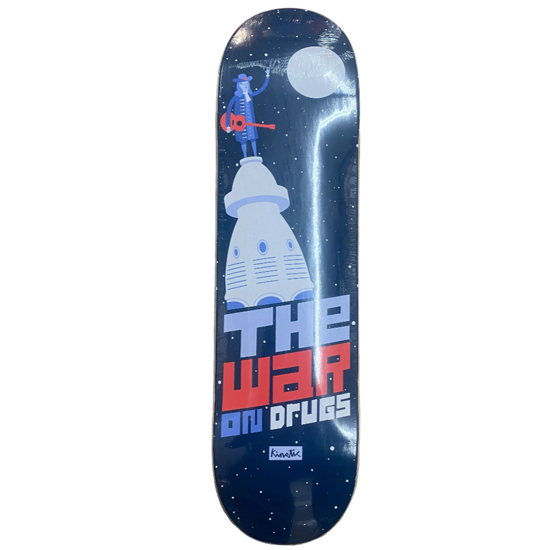 Skateboard deck with 'The War on Drugs' design 