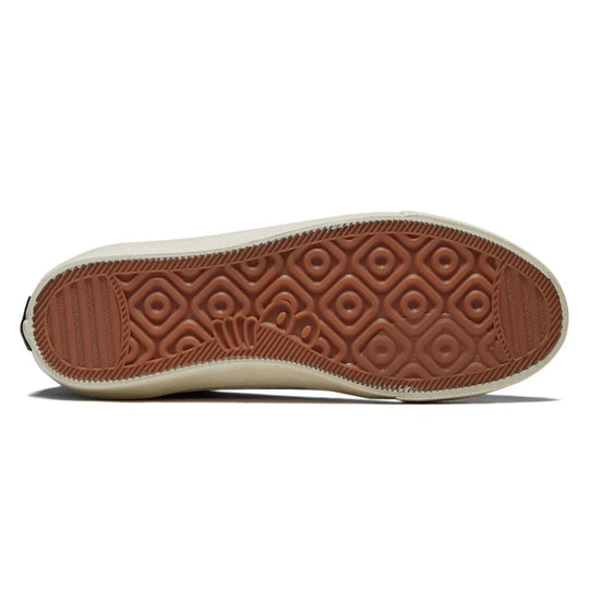 Sole of a shoe with brown rubber and white sole on a white background