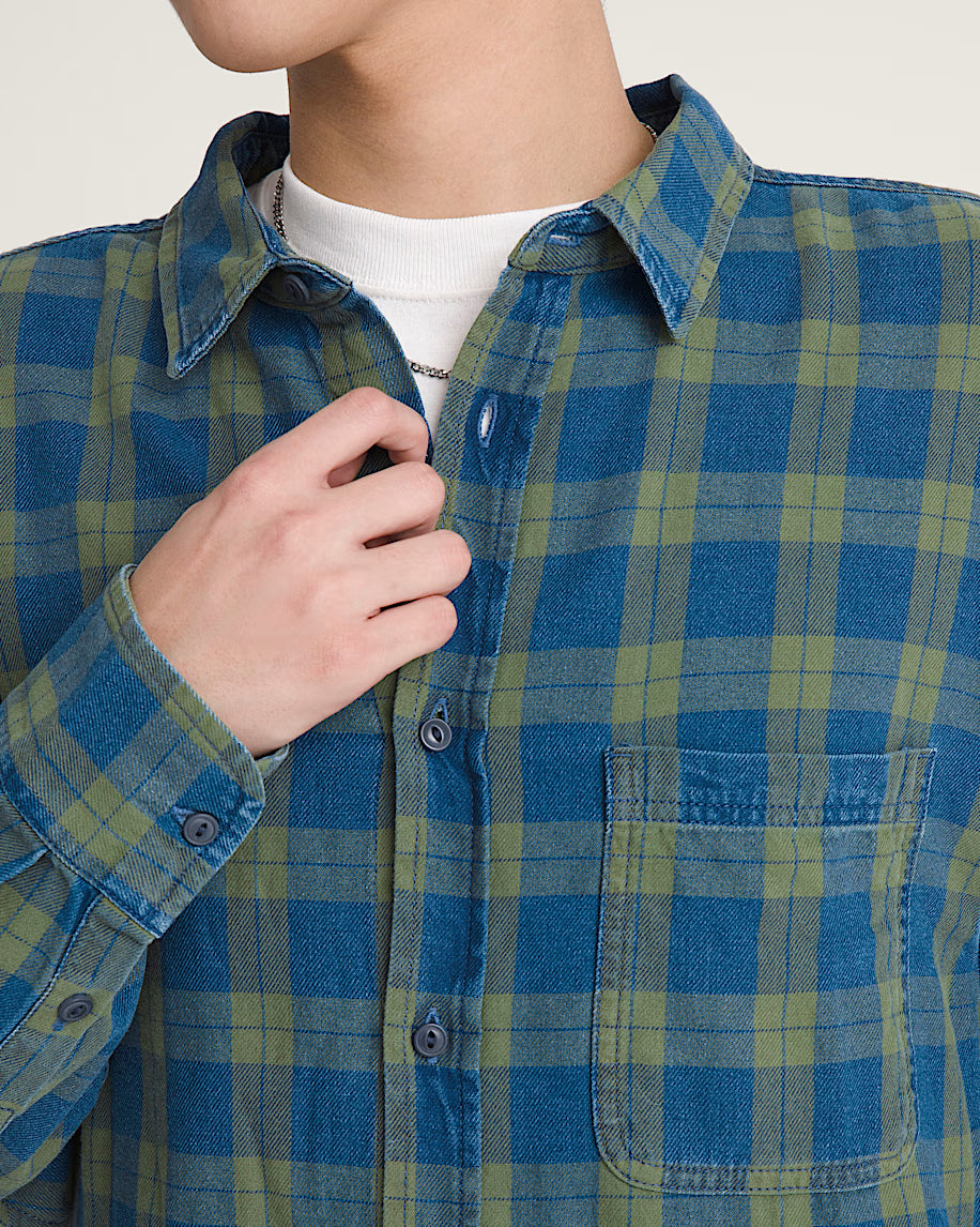 Vans Lawson Long Sleeve Shirt (Indigo/ Green)