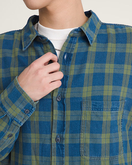 Vans Lawson Long Sleeve Shirt (Indigo/ Green)