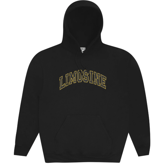 Black hoodie with black vinyl 'LIMOSINE' text 