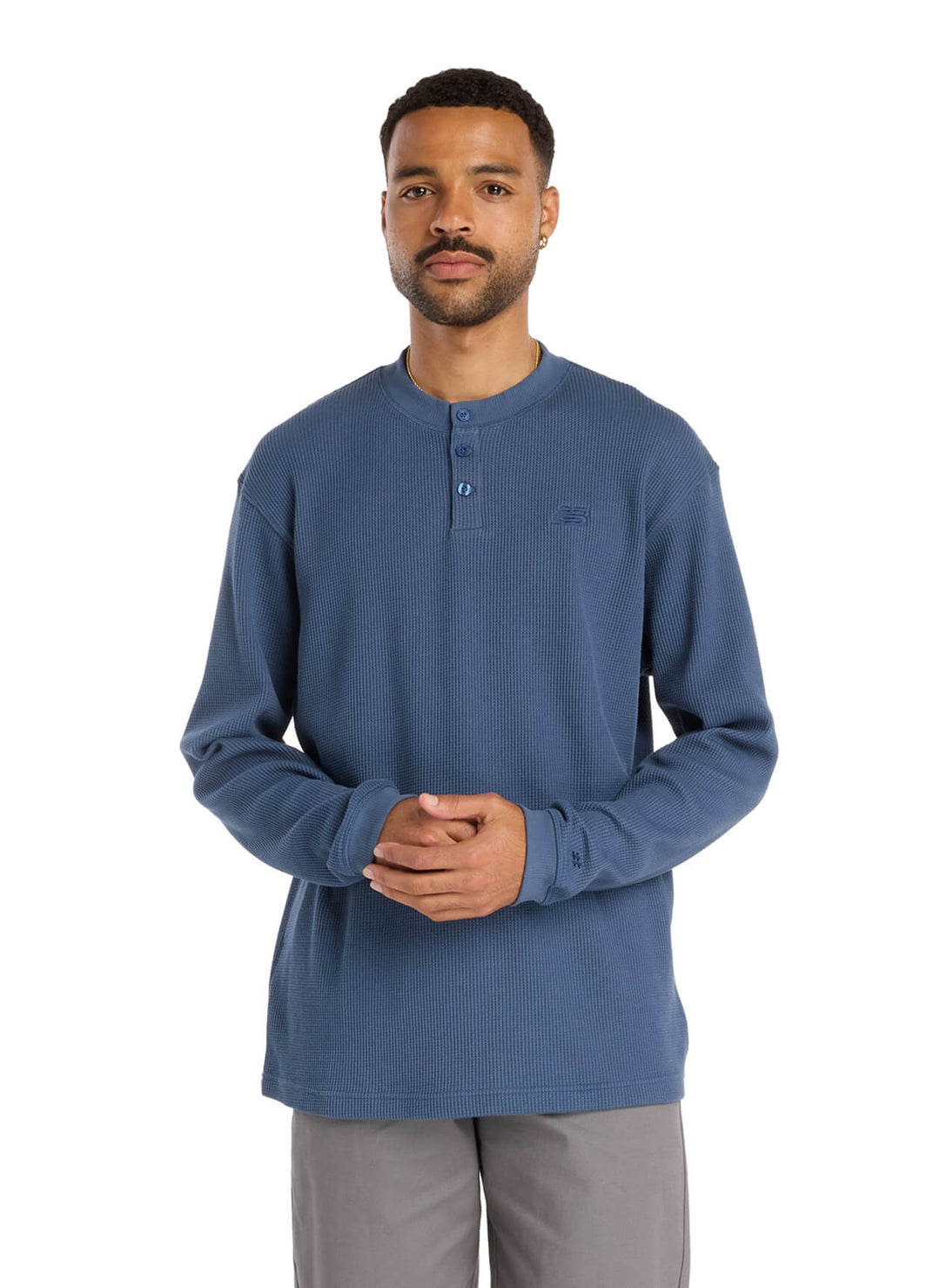 New Balance Numeric Waffle Knit Long Sleeve Henley (Navy)