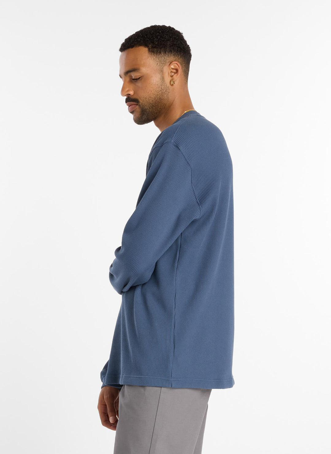 New Balance Numeric Waffle Knit Long Sleeve Henley (Navy)