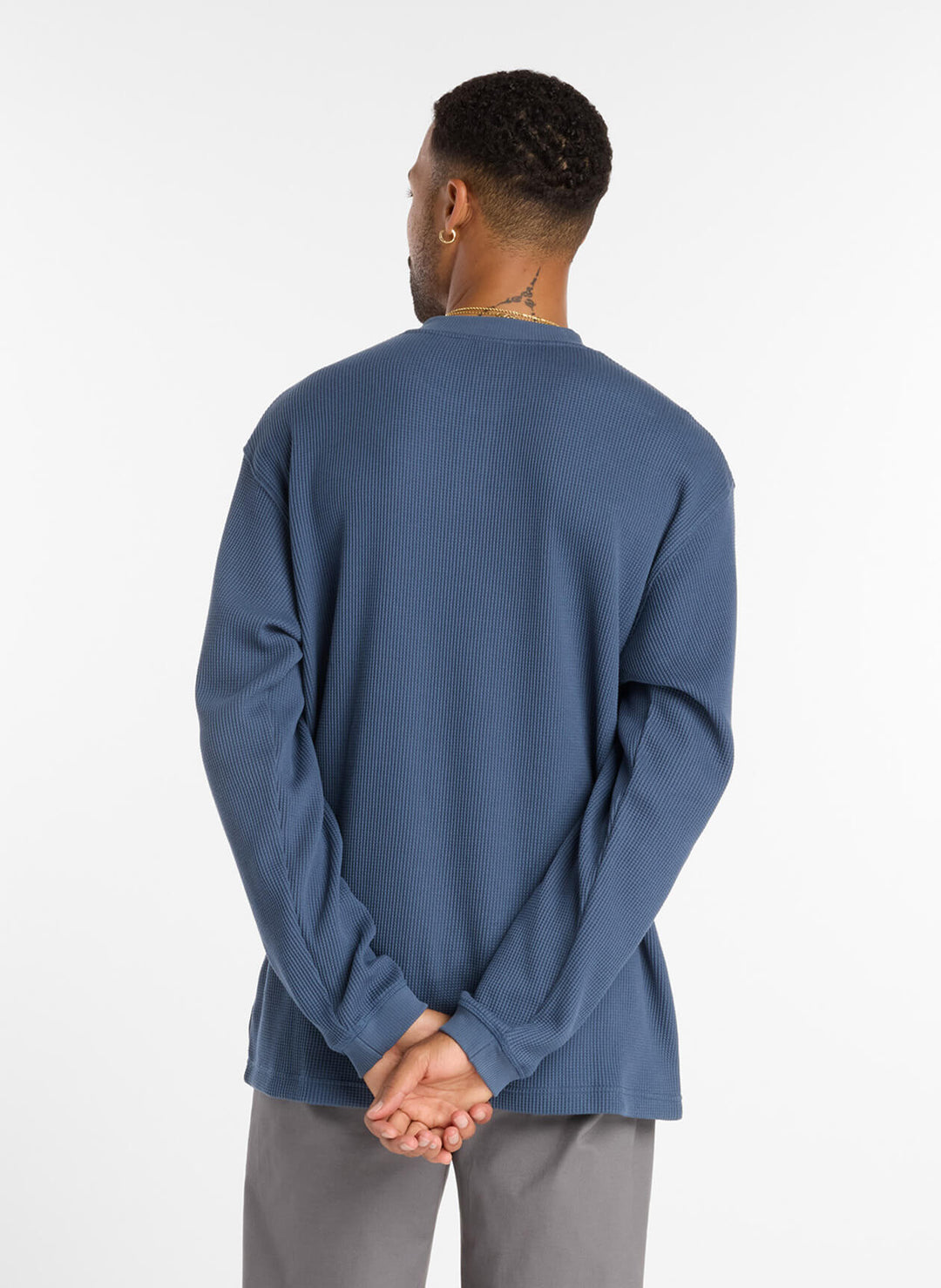 New Balance Numeric Waffle Knit Long Sleeve Henley (Navy)