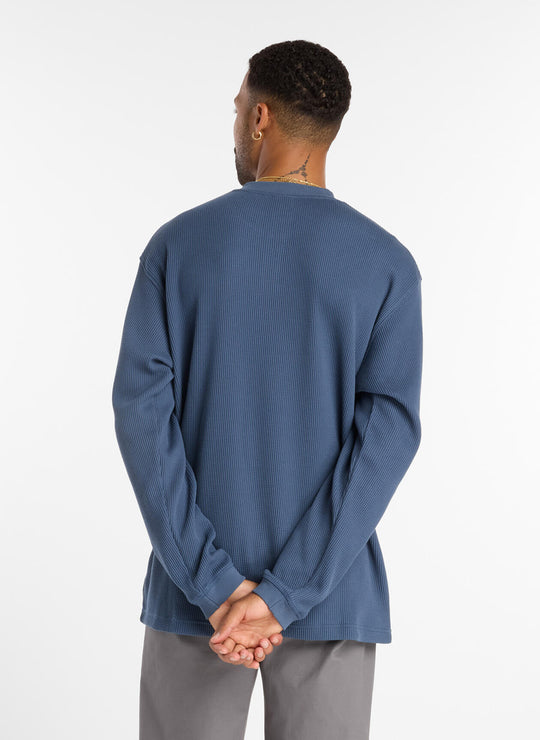 New Balance Numeric Waffle Knit Long Sleeve Henley (Navy)