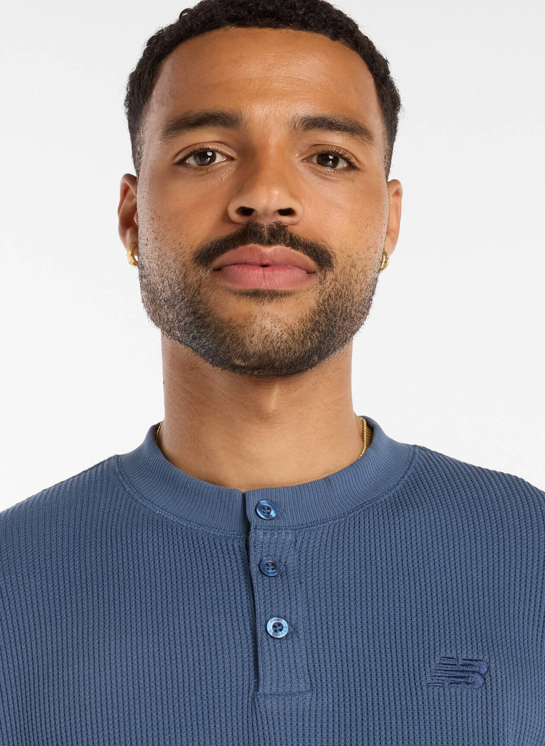 New Balance Numeric Waffle Knit Long Sleeve Henley (Navy)