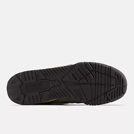 Black shoe sole with brand logo on a white background