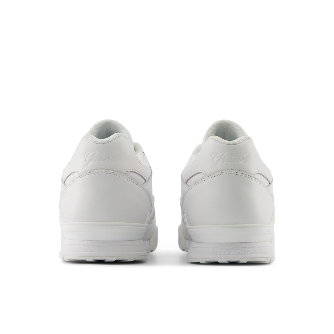 embossed grand logo on heel