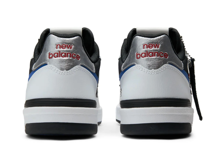 New Balance sneakers shown from the back on a white background