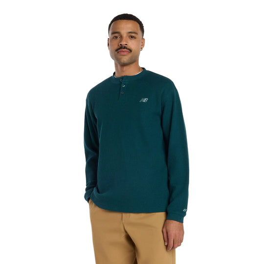 New Balance Numeric Waffle Knit Long Sleeve Henley (Spruce)