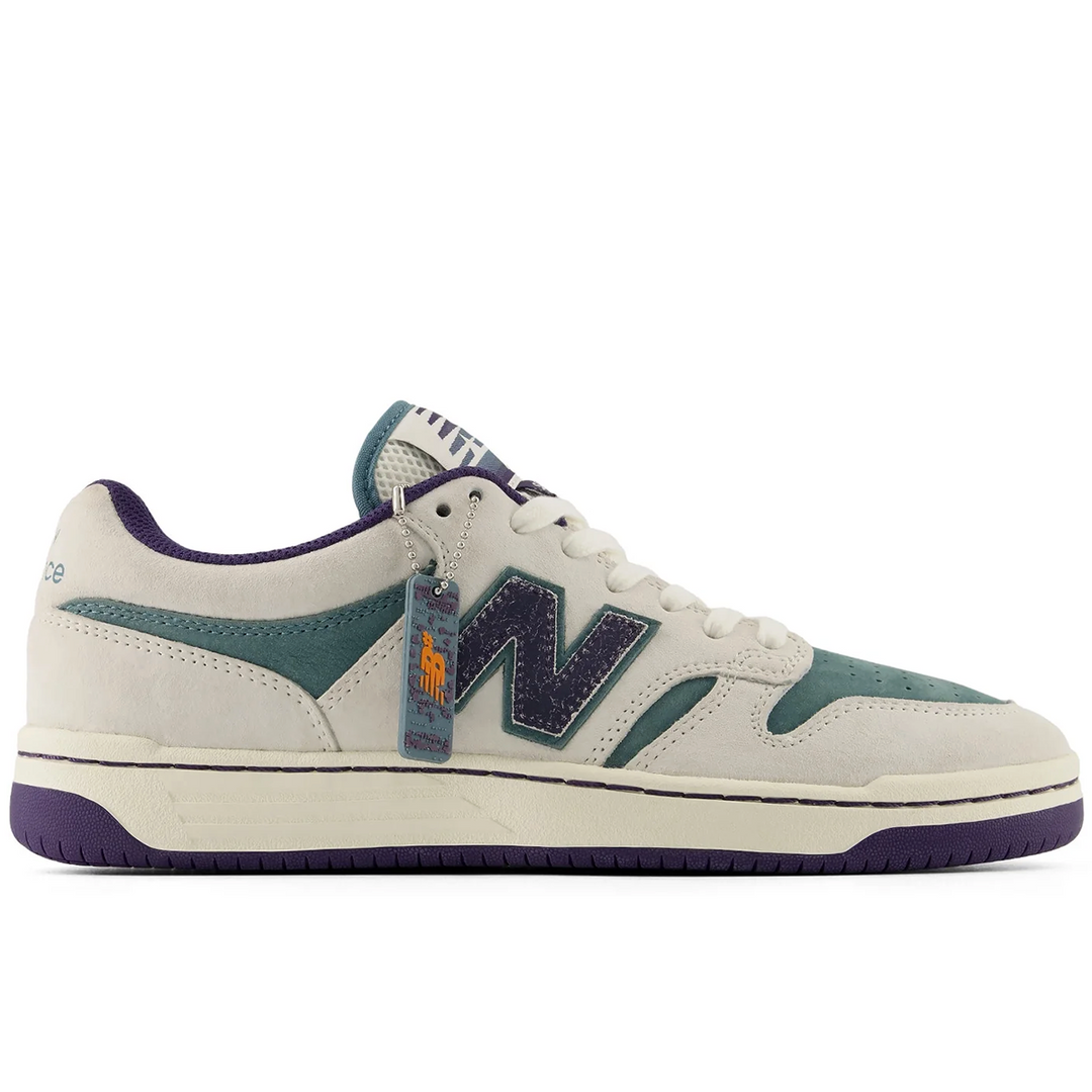 Sneaker with a visible brand tag on a white background