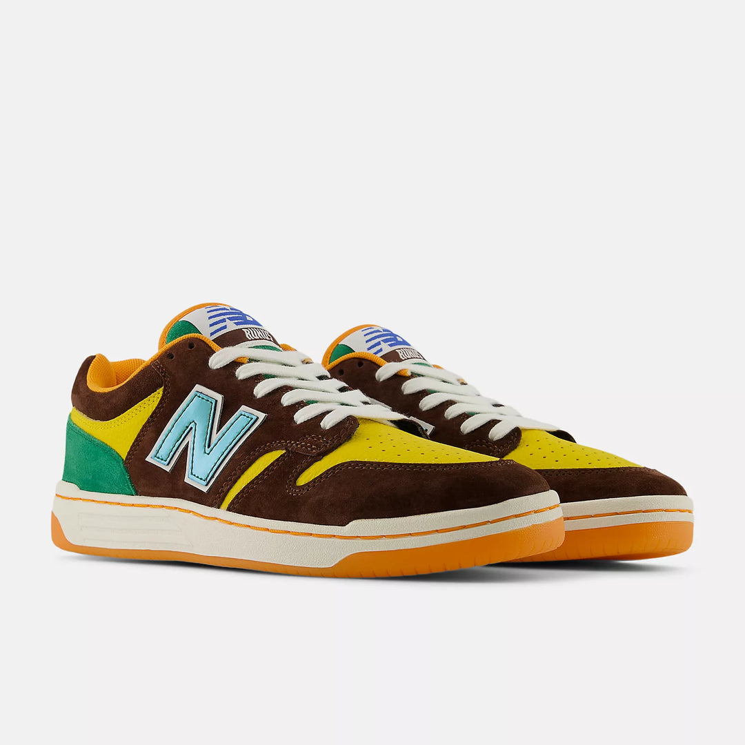 Colorful sneakers with a New Balance logo o