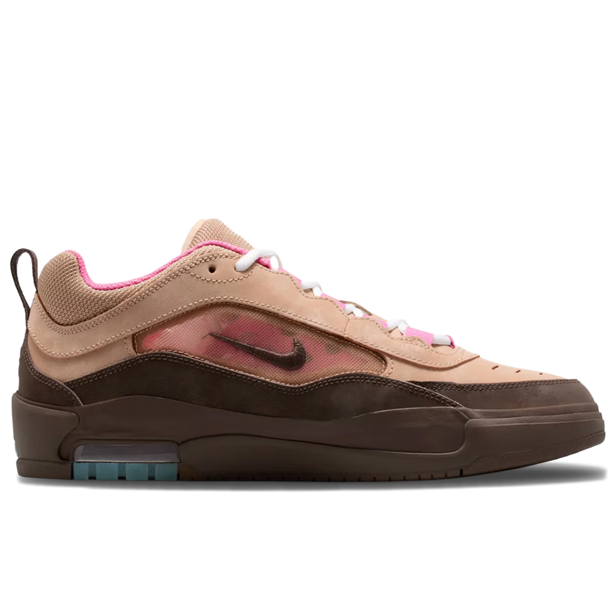 Beige and brown ishod wair max sneaker with pink accents 