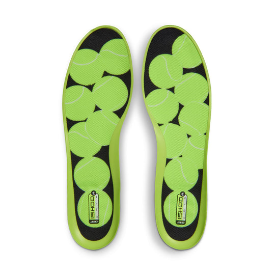 Green and black insole with a pattern on a white background