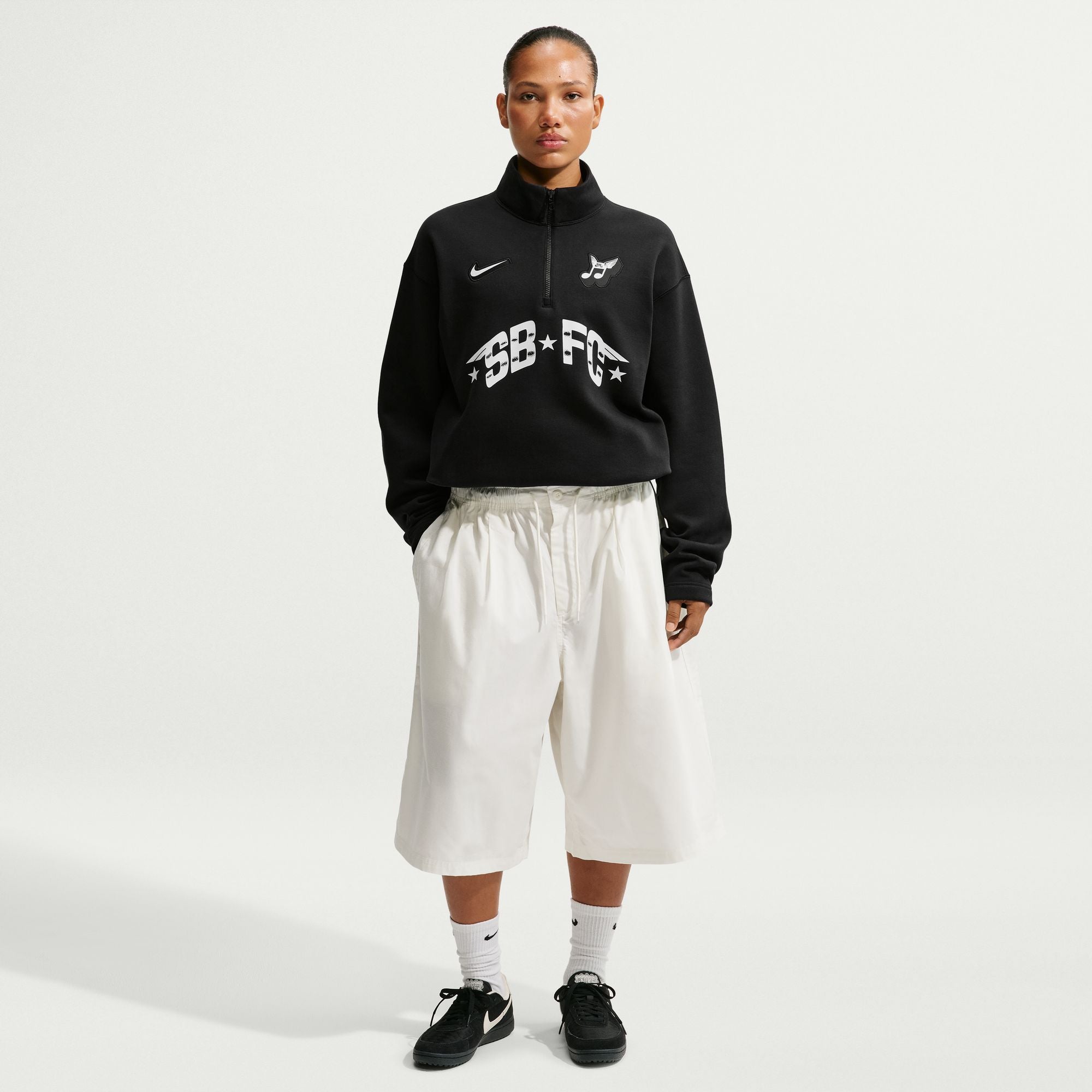 Nike SB Club 58 Skate 1/2-Zip Fleece Crew-Neck Sweatshirt (Black