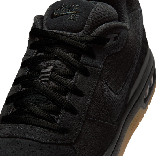 Black Nike SB sneaker with visible brand logo on a white background