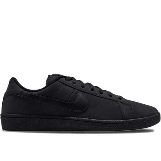 A black Nike low-top sneaker shown from a side profile view against a plain white background.