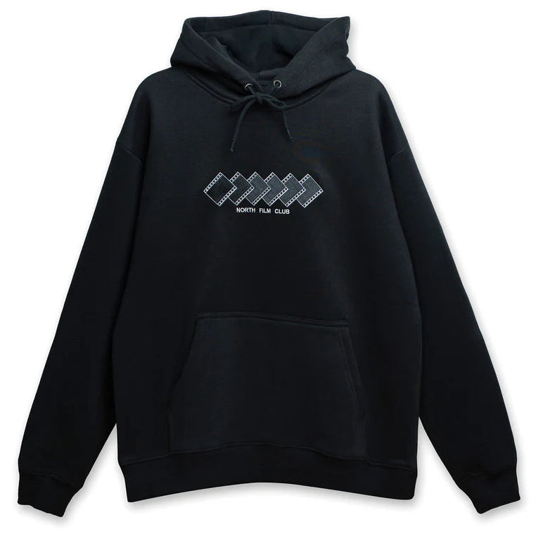 Black hoodie with a North Film Club logo