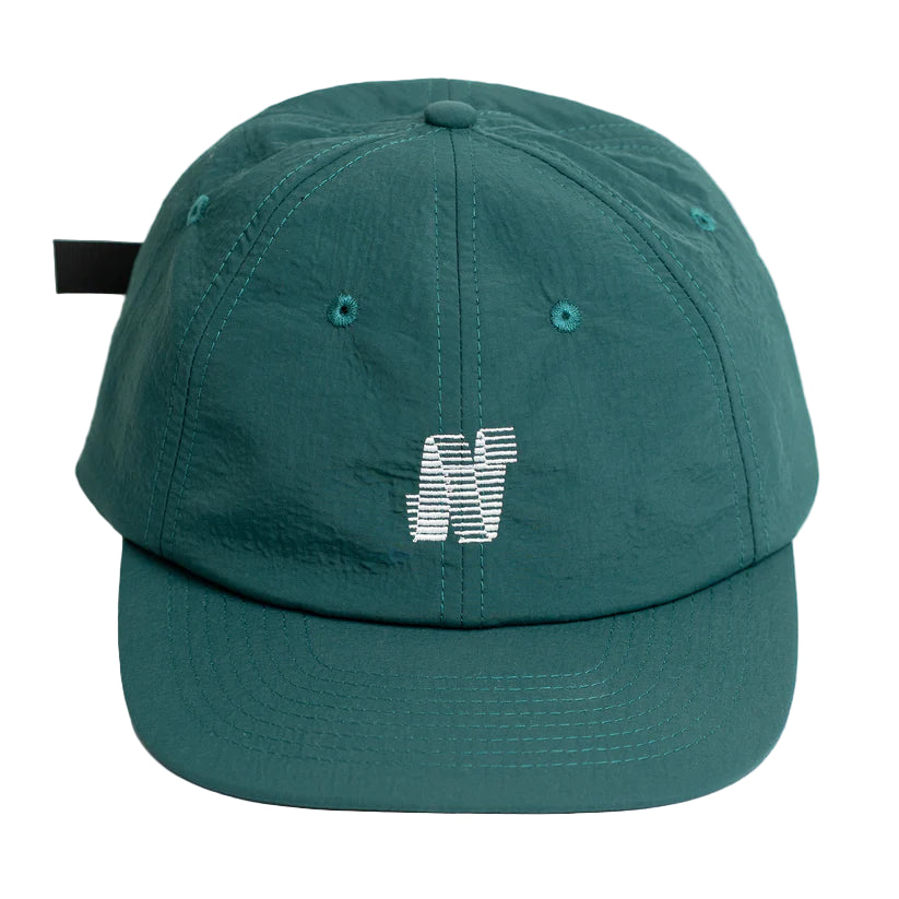 Teal cap with a white N logo on a white background