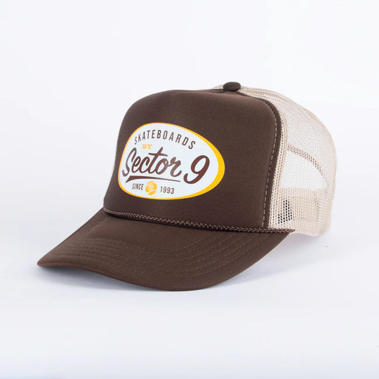 Sector 9 Oval Logo Trucker Hat (Brown/ White/ Yellow)