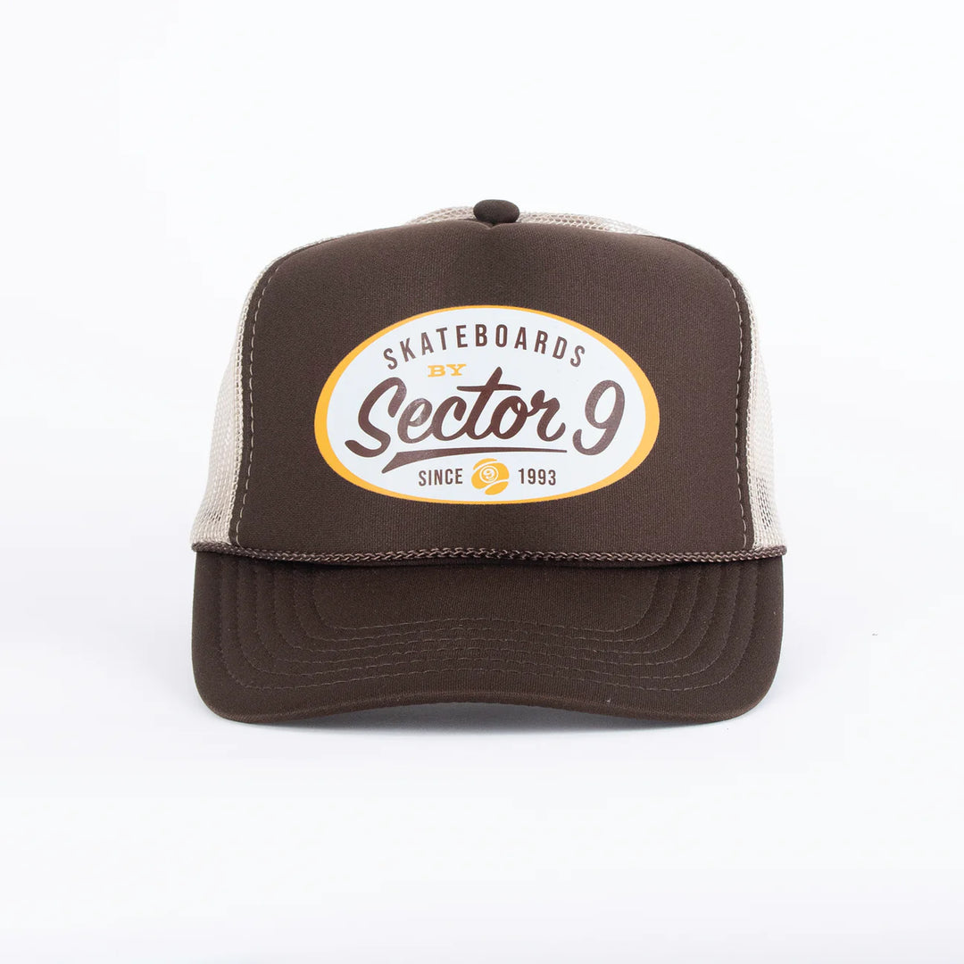 Sector 9 Oval Logo Trucker Hat (Brown/ White/ Yellow)
