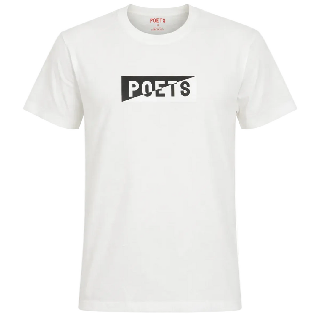White t-shirt with 'POETS' logo 