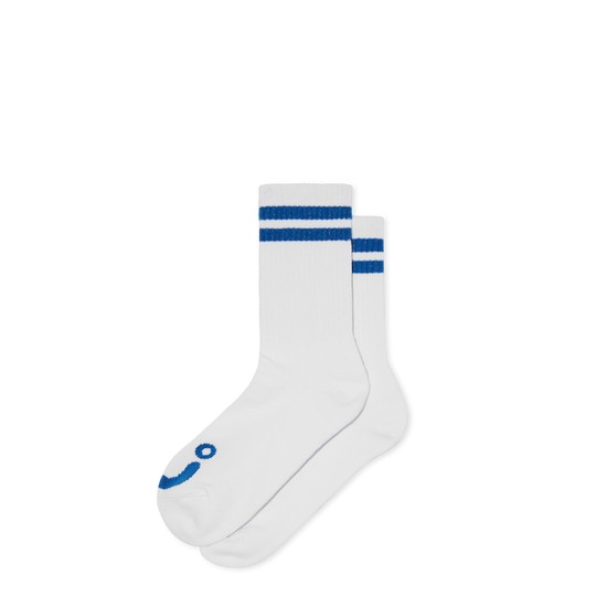 Polar Happy Sad Rib Socks (White/Blue)