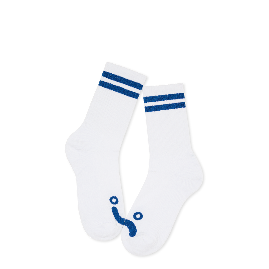 Polar Happy Sad Rib Socks (White/Blue)