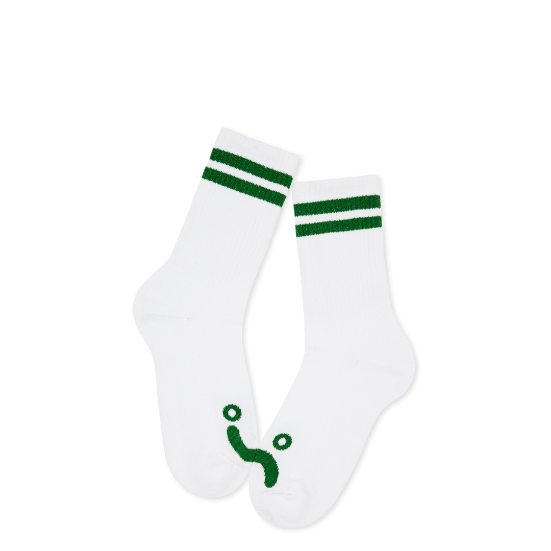Polar Happy Sad Rib Socks (White/Green)