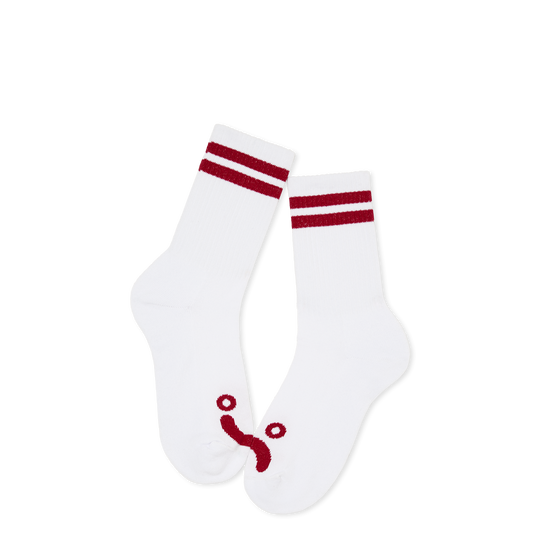 Polar Happy Sad Rib Socks (White/Red)