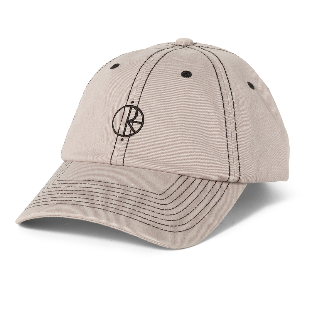 Beige cap with a logo on a white background