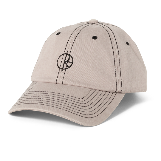 Beige cap with a logo on a white background