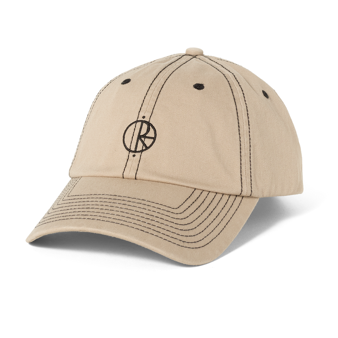 Beige cap with a logo on a white background
