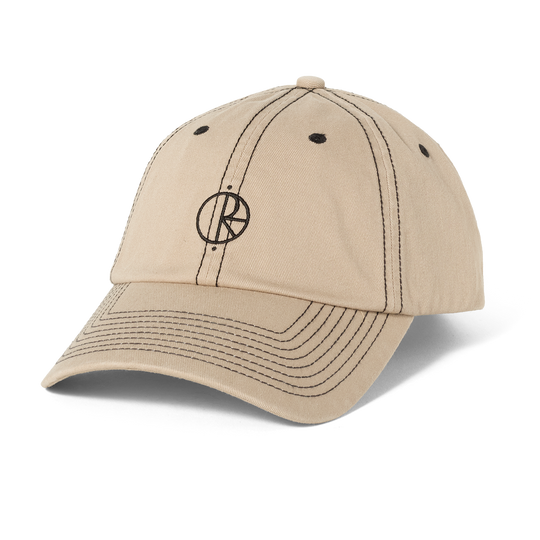 Beige cap with a logo on a white background