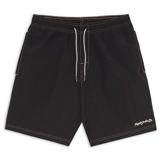 Black shorts with a polar brand logo on a white background