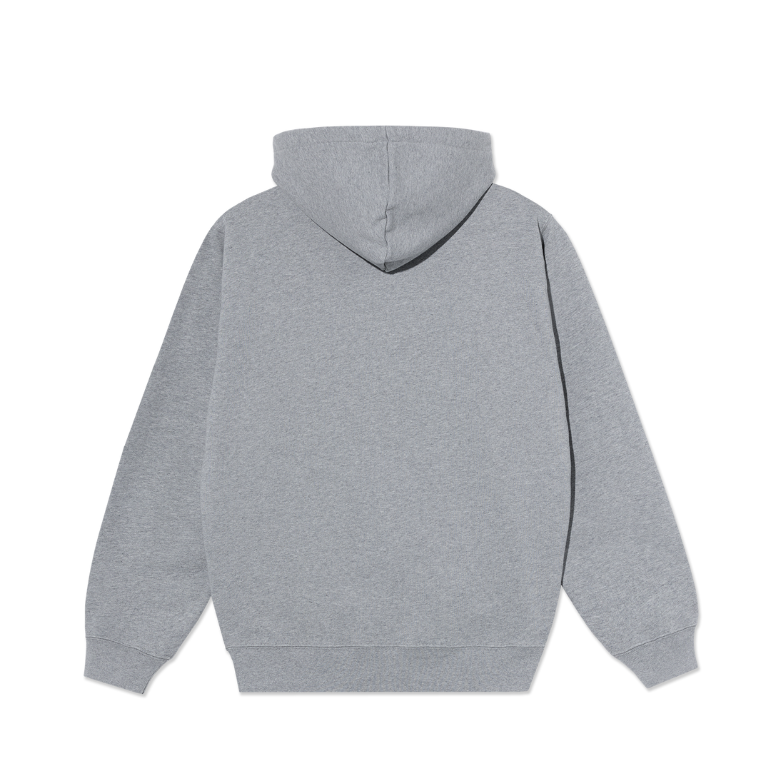 back of Gray hoodie on a white background