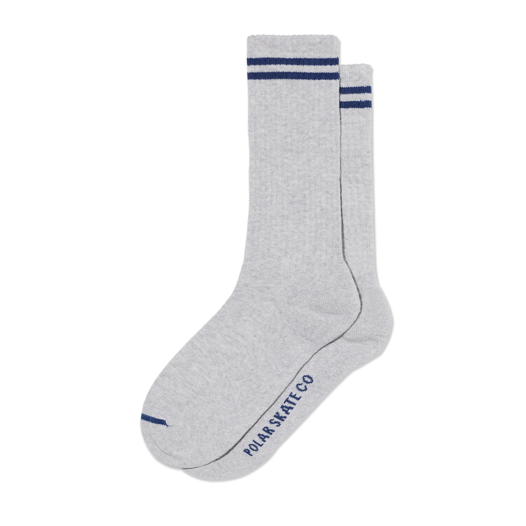 Polar Rib Socks 2 Stripe (Heather Grey/Blue)