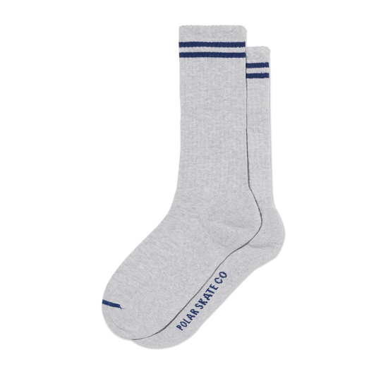 Polar Rib Socks 2 Stripe (Heather Grey/Blue)