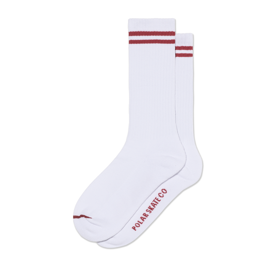 Polar Rib Socks 2 Stripe (White/Cherry)