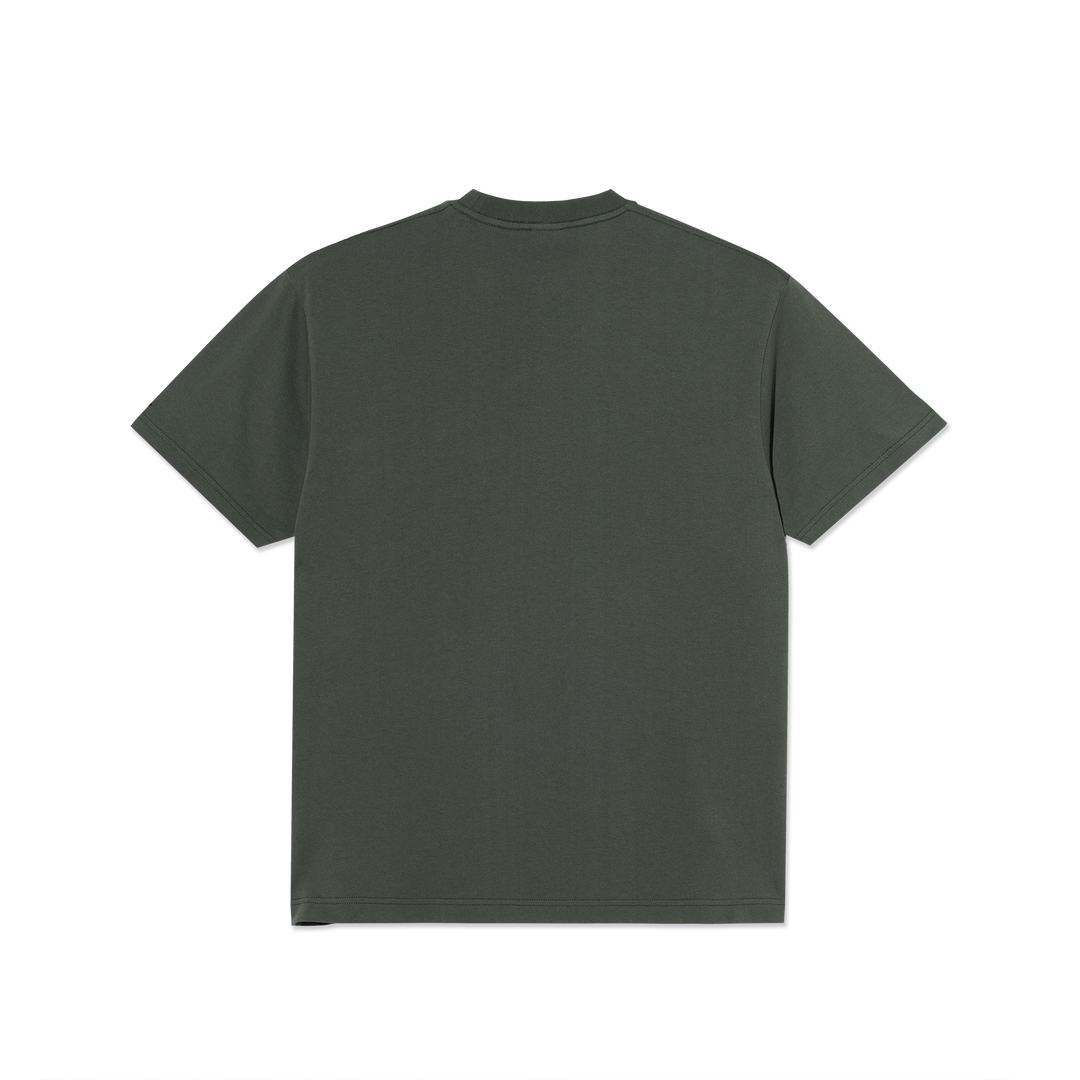 back of aPlain dark green t-shirt 