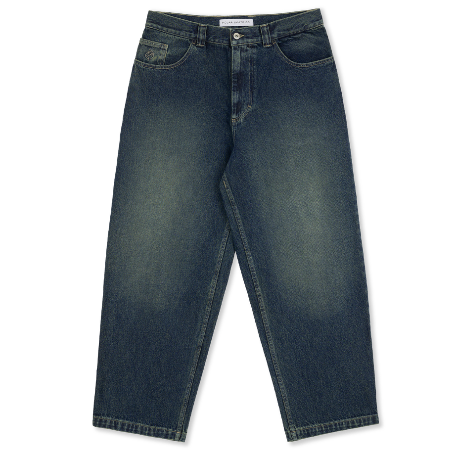 Pair of blue jeans on a white background